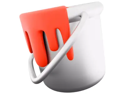 3d  open bucket with a paint color 3D model