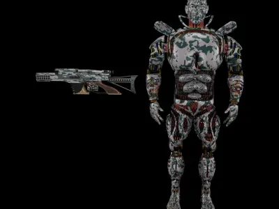 Robot Man With Gun 3D model
