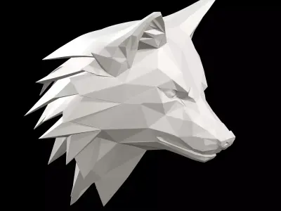 Geometric Wolf Head Low Poly 3D print model