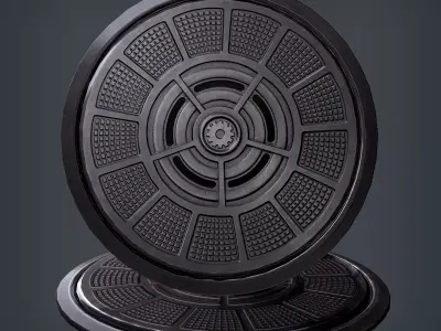 Manhole disc Low-poly 3D model