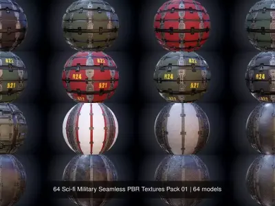 64 Sci-fi Military Seamless PBR Textures Collection 01 Texture