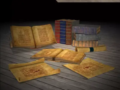 Magic Books Low-poly 3D model