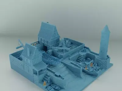 Medieval Shipyard Tabletop Terrain 3D print model