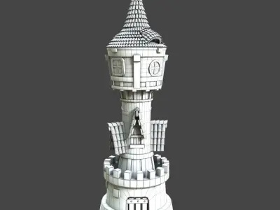 Stylized tower premium 3d model Low-poly 3D model