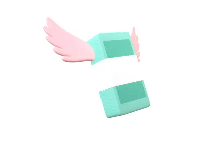 Cartoon Money With Wing V1 008 Low-poly 3D model