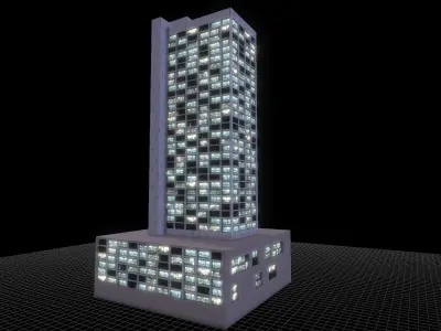 Building at Night - LowPoly Low-poly 3D model