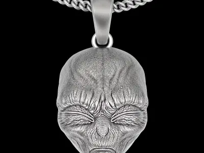 Alien pendant silver gold printable jewelry 3D model 3D print model
