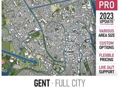 Gent - city  Low-poly 3D model