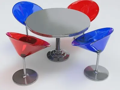 Modern Round Table and Chair Set 3D model