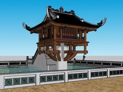 one pillar pagoda-vietnam 3D model