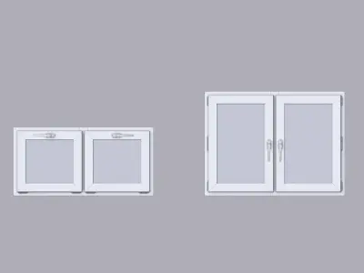 Set of low-poly bivalve windows Low-poly 3D model