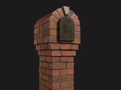 Brick Mailbox Low-poly 3D model