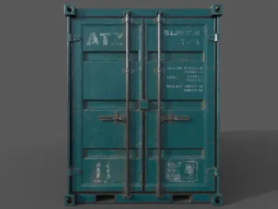 Dark Teal Shipping Container PBR Low-Poly Game Ready 3D Model Low-poly 3D model