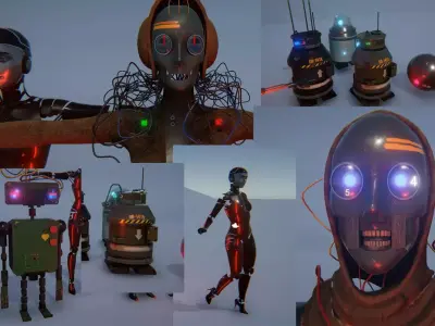 Robots Pack Low-poly 3D model