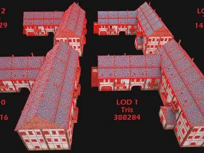 Medieval Town Building Pack 5 Models Low-poly 3D model
