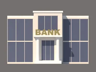 Cartoon Low Poly Bank Building Low-poly 3D model