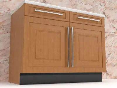 Contemporary Kitchen Unit with Marble worktop   Free low-poly 3D model