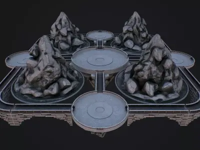 Fantasy Fight Arena 1 modular 3d model Low-poly 3D model