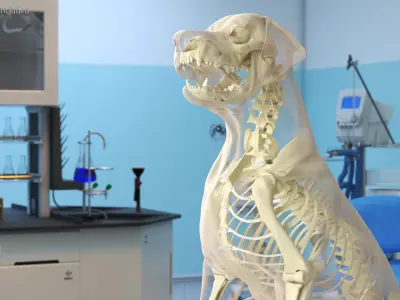  Dog Skeleton Anatomy with Translucent Shell Rigged for Maya 