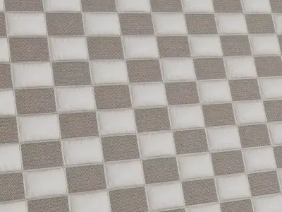 Beige Checkerboard Padded Canvas Fabric PBR Seamless Texture