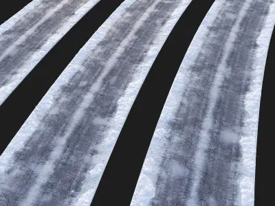 Winter road editable 3D model