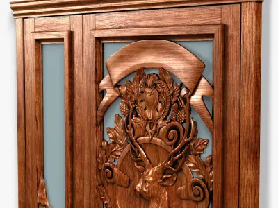 Door0060 carved wooden door 3D model