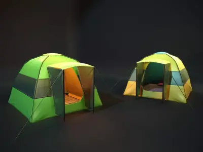 Tent for game Low-poly 3D model