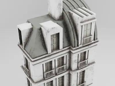 Low-Poly French Building - Textured Low-poly 3D model