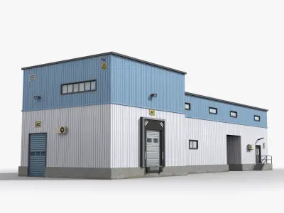 Factory x3 Low-poly 3D model