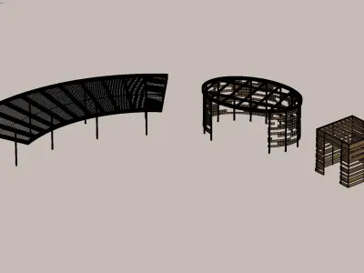 Modular pavilion and pergola structures 3D model