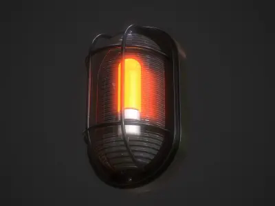 Industrial Wall Light Low-poly 3D model
