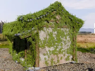 Games Old Abandoned House with Ivy Vegetation Low-poly 3D model
