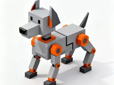 Low Poly Mechanical Dog 3D Model - Minimalist Robotic Pet Low-poly 3D model