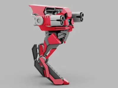 Raptor Combat Robot rigged character 3D model