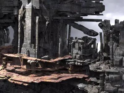 Advanced Alien Ancient Civilization Ship architecture 7 3D model