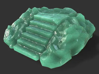 stairs stone 09 Low-poly 3D model