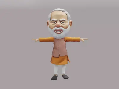 PM Modi Cartoon 3D print model Low-poly 3D model