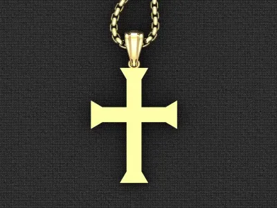 High Cross Pendant Light Gold 18K 3CP075 3D model