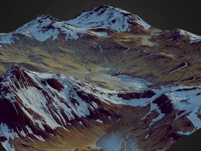 Frozen Mountains - World Machine Low-poly 3D model