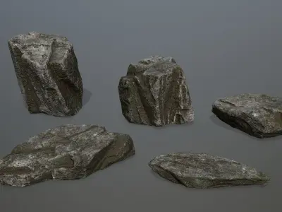 Rock Set Low-poly 3D model order