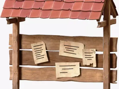 Wooden Bulletin Board 3D model