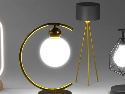 Lamps with glow light 3D model