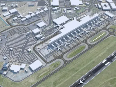 Adelaide Airport 10km Low-poly 3D model