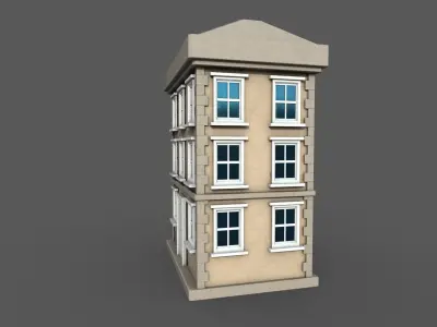 Vintage Building Set Low-poly 3D model