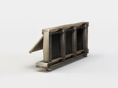 WIndows wooden shelf with shelves Low-poly 3D model