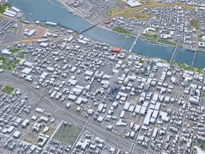 Little Rock Downtown Arkansas USA Low-poly 3D model