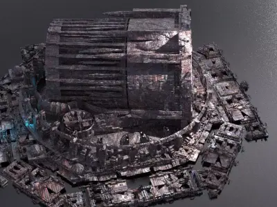 Steampunk medieval Ages Ruins 3D model