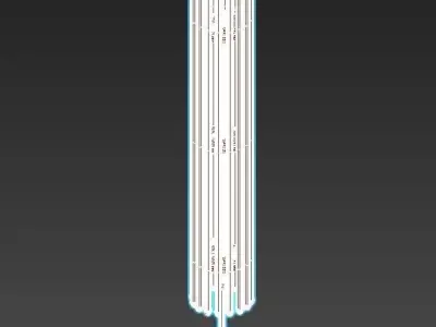 cooper floor lamp with brass rods 3D model
