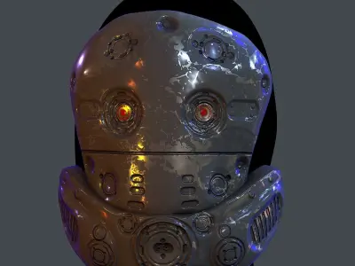 Gas mask helmet scifi Low-poly character art game space  Low-poly 3D model 3