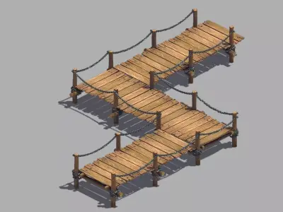 Iron Cable - Wooden Bridge 069 3D model